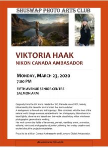 Shuswap Photo Arts Club presents Victoria Hakk